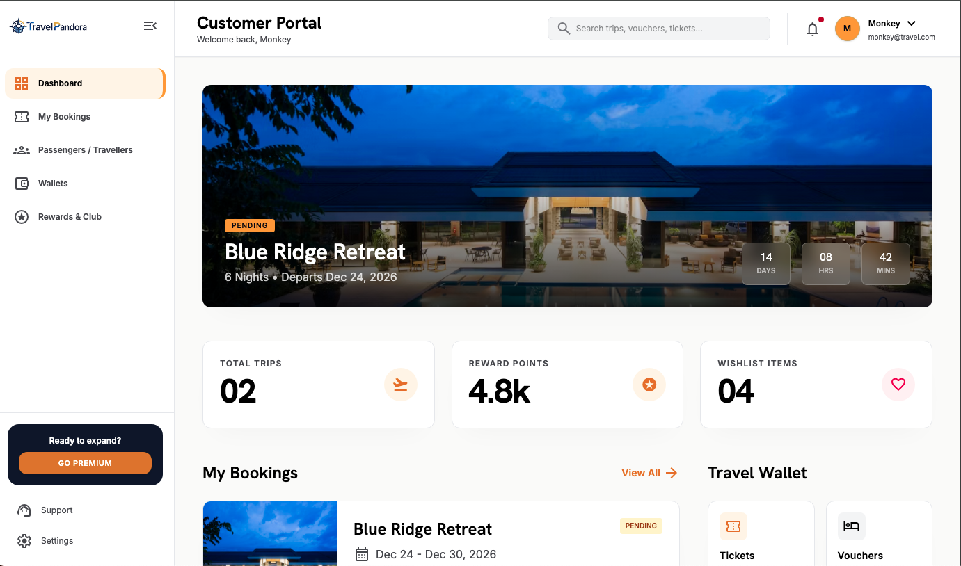 Jaabo WEB Guest Trip Portal Dashboard