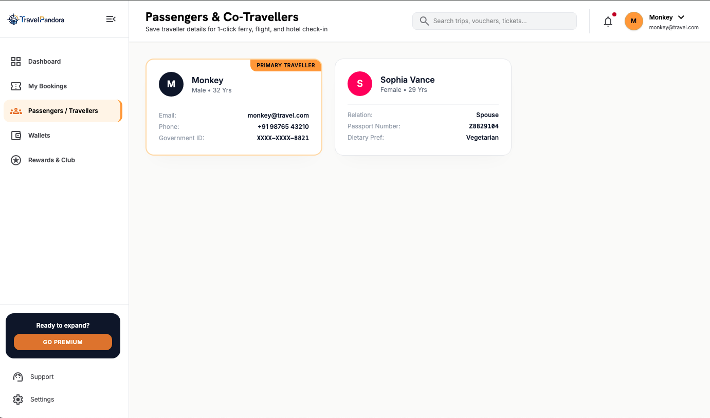 Jaabo WEB Passenger PII Entry & Checkout
